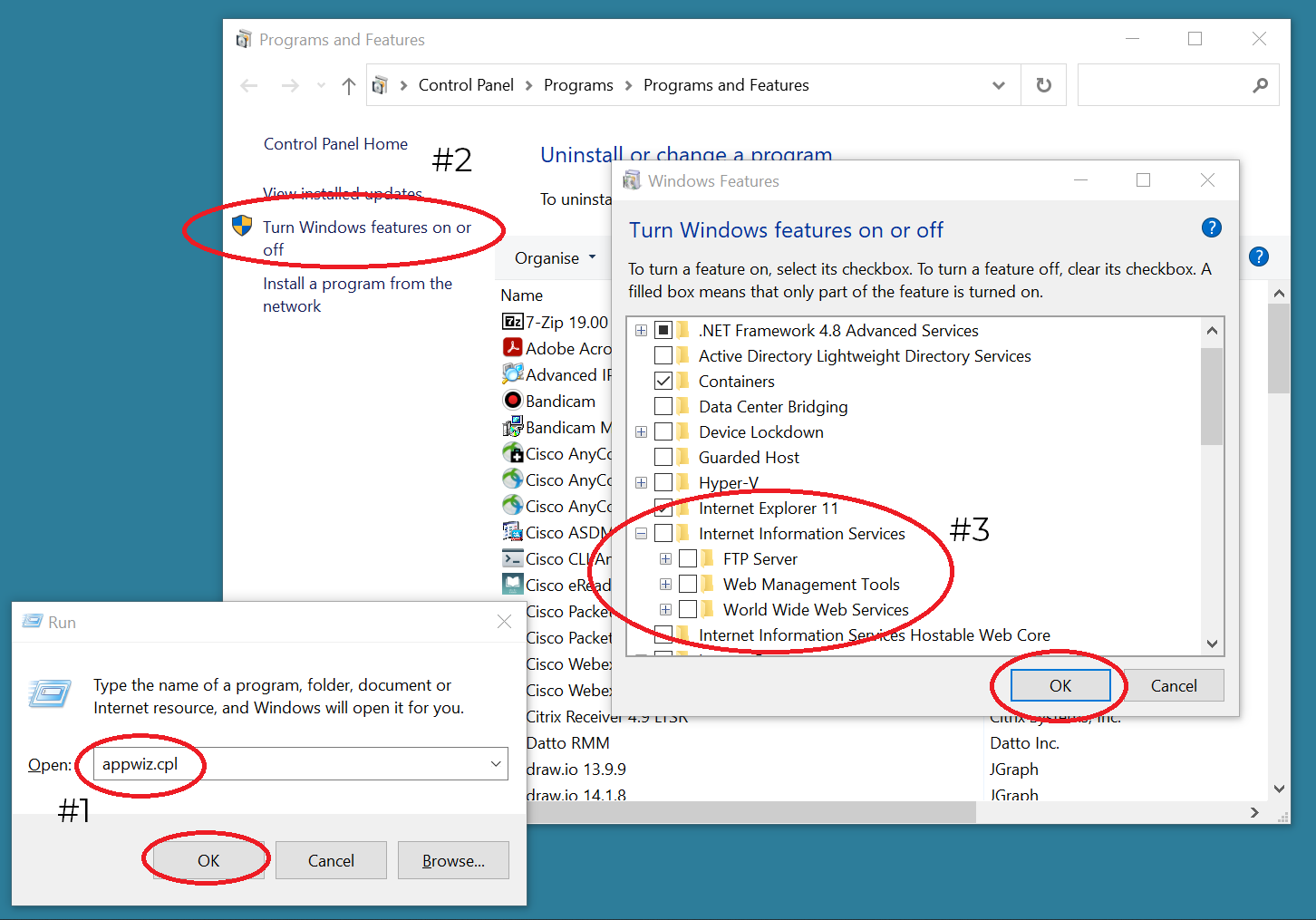 Installing IIS on Windows Desktop OS